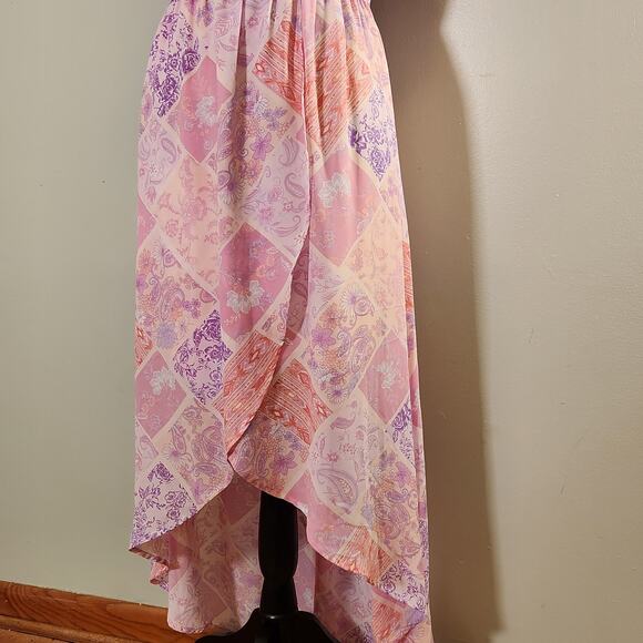 EMILY WONDER NWT Off-Shoulder Pink Patchwork Midi Dress, Women's Size Large - Picture 8 of 13